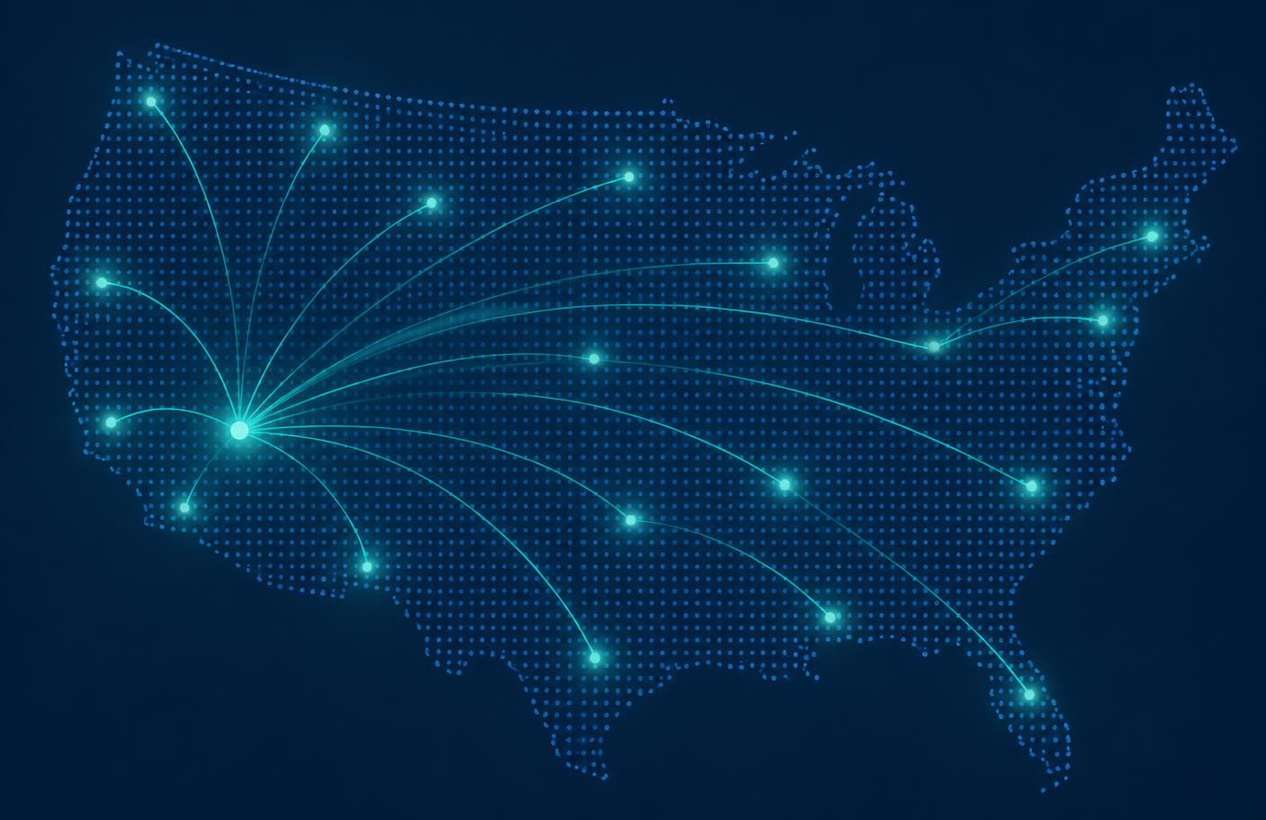 Referral connections extending from Nevada across the United States